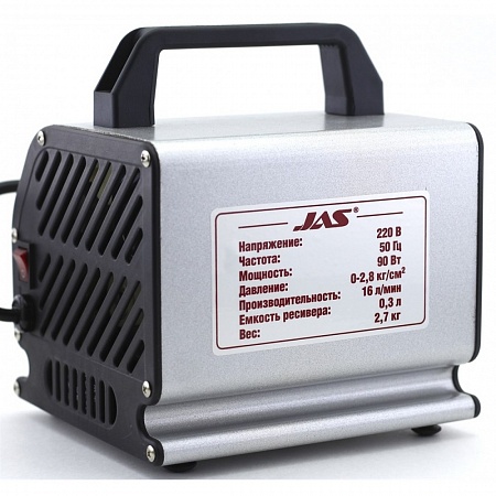 Компрессор JAS 1207 для аэрографа с регулятором давления и ресивером