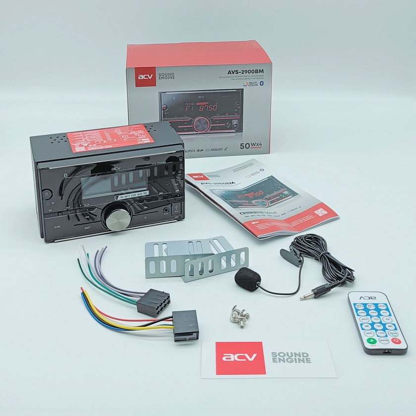 Аудио ресивер ACV AVS-2900BM, магнитола в машину 2 din, блютуз, USB/AUX/BT/SD/FM/4*50 автомагнитола автомобильная 2 дин, разноцветная подсветка