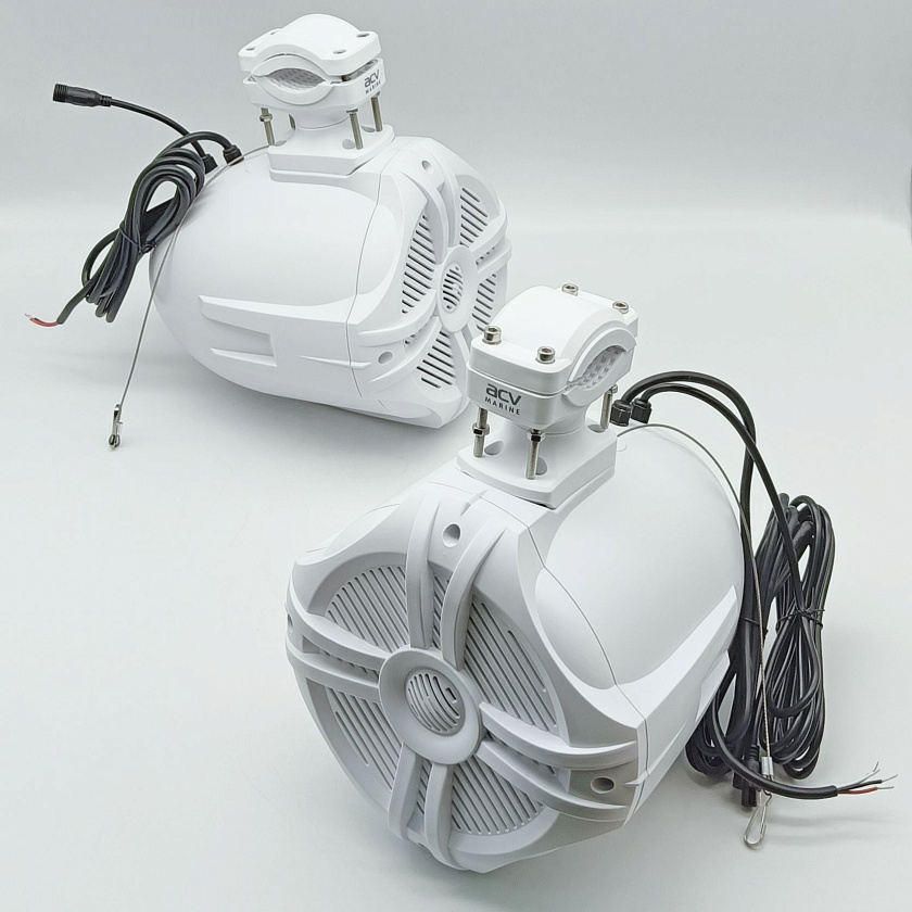 Подвесная морская акустика ACV MR61WL 200 Вт, 6,5'', RGB подсветка комплект корпусных динамиков 2 шт., влагостойкие колонки для лодки катера яхты водонепроницаемые 2-полосные, цв. белый