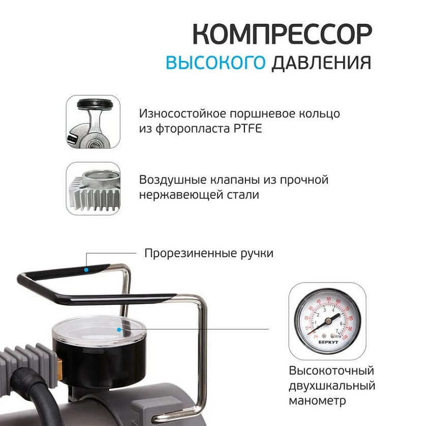 Автомобильный компрессор Беркут (Berkut) R15, 12 вольт, 40 л/мин, для подкачки / накачки шин легковых автомобилей и паркетников