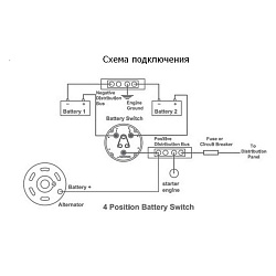 Выключатель массы SKIPPER с замком, для 2 аккумуляторных батарей (2 АКБ) OFF-1-BOTH-2, 310 А, 12 / 24 В (поворотный размыкатель / переключатель ключ массы аккумулятора для лодки, автомобиля, автодома)   