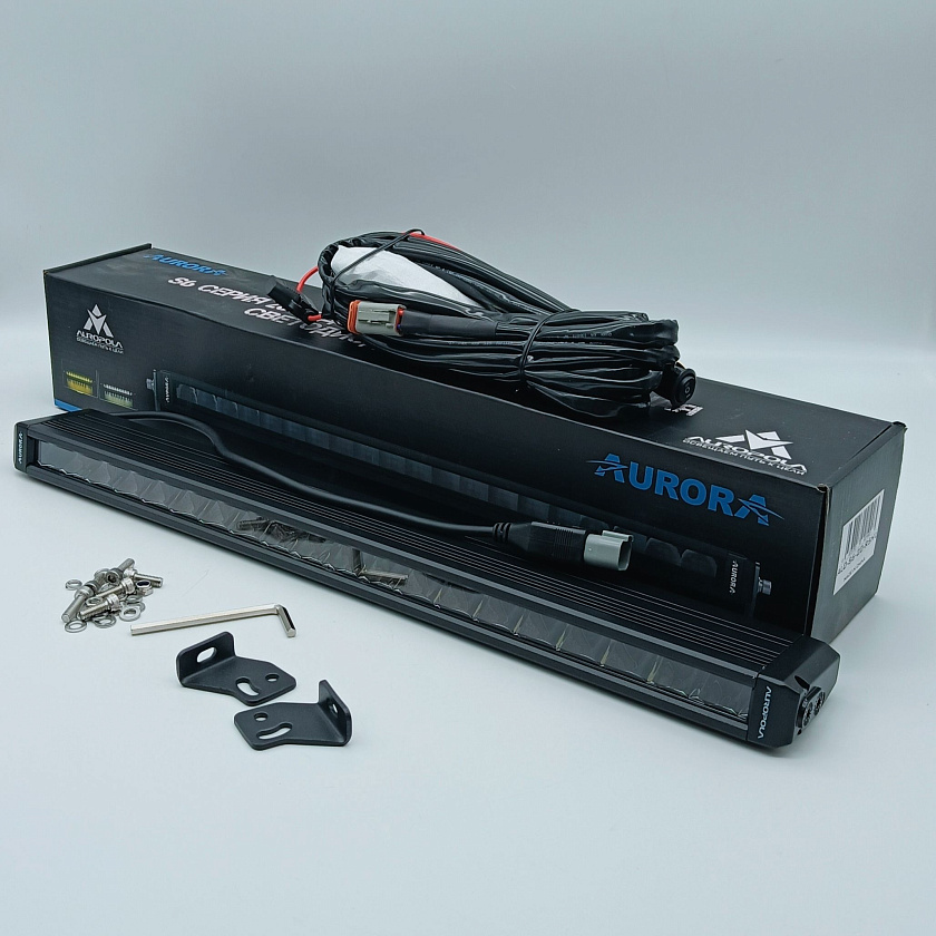 Светодиодная фара балка Аврора ALO-S6-20-R5H1 20", 300 ватт, 12 / 24 В с переключением белый и желтый комбинированный ближний / дальний свет, LED Aurora на квадроцикл, крышу автомобиля, лодку