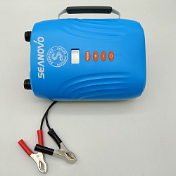 Двухступенчатый электрический насос 12 Вольт Seanovo HT-700, 350 л/мин, лодочный воздушный компрессор 12v для накачки лодки ПВХ в т.ч НДНД, РИБ, SUP-доски, байдарки, бассейна, матраса   