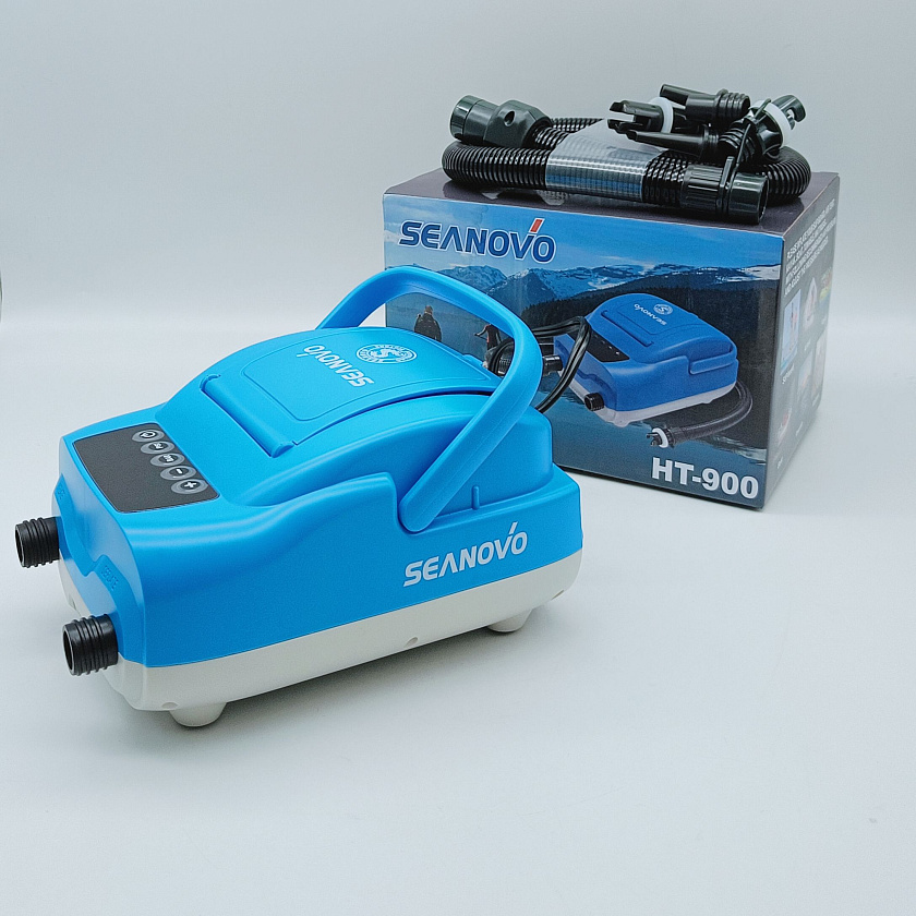Электрический насос Seanovo HT-900, 1.38 Bar, 350 л/мин, 2 режима лодочный воздушный компрессор для накачки надувной лодки ПВХ в т.ч НДНД, РИБ, резиновой SUP-доски байдарки бассейна