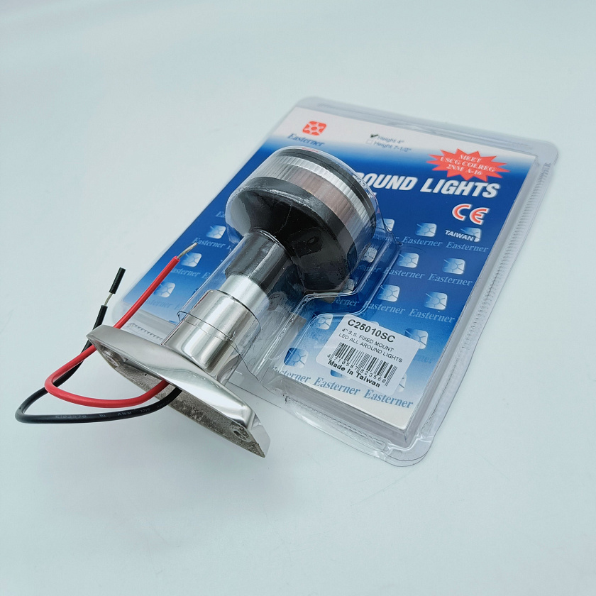 Светодиодный топовый огонь Easterner 12 В LED клотиковый на стойке 102 мм для лодки, катера, судна (круговой, стояночный, якорный) влагозащищенный
