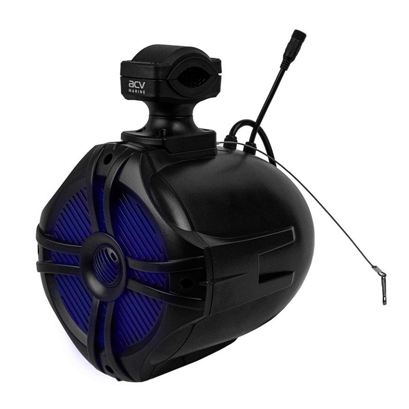 Подвесная морская акустика ACV MR61BL 200 Вт 6,5'', RGB подсветка, комплект корпусных динамиков 2 шт., влагостойкие колонки для лодки, катера, яхты водонепроницаемые 2-полосные, черные