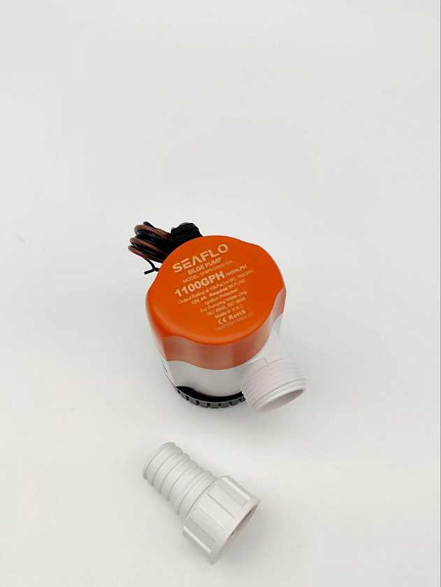Трюмная помпа SeaFlo 12 вольт, 1100GPH (4163,5 л/час, высота до 4 м) для лодки /катера / яхты водооткачивающая, насос водяной трюмный электрический 12 В осушительный для откачки воды на судне