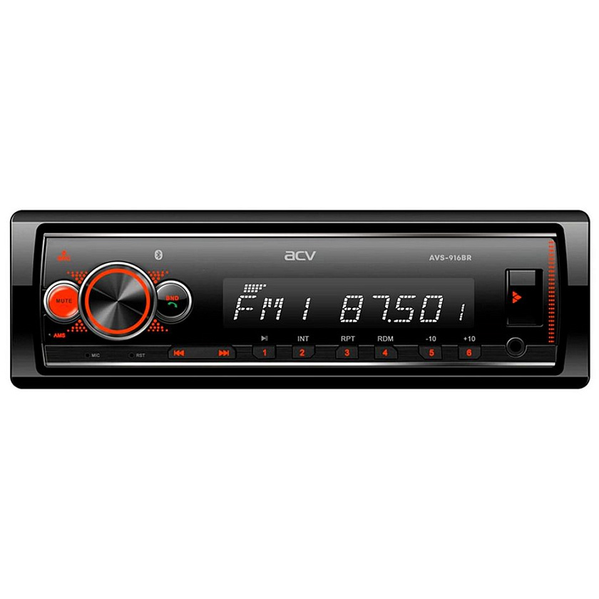 Магнитола в машину ACV AVS-916BR, 1 din, блютуз, USB/AUX/SD/FM/4*50 автомагнитола автомобильная 1 дин, цвет подсветки красный