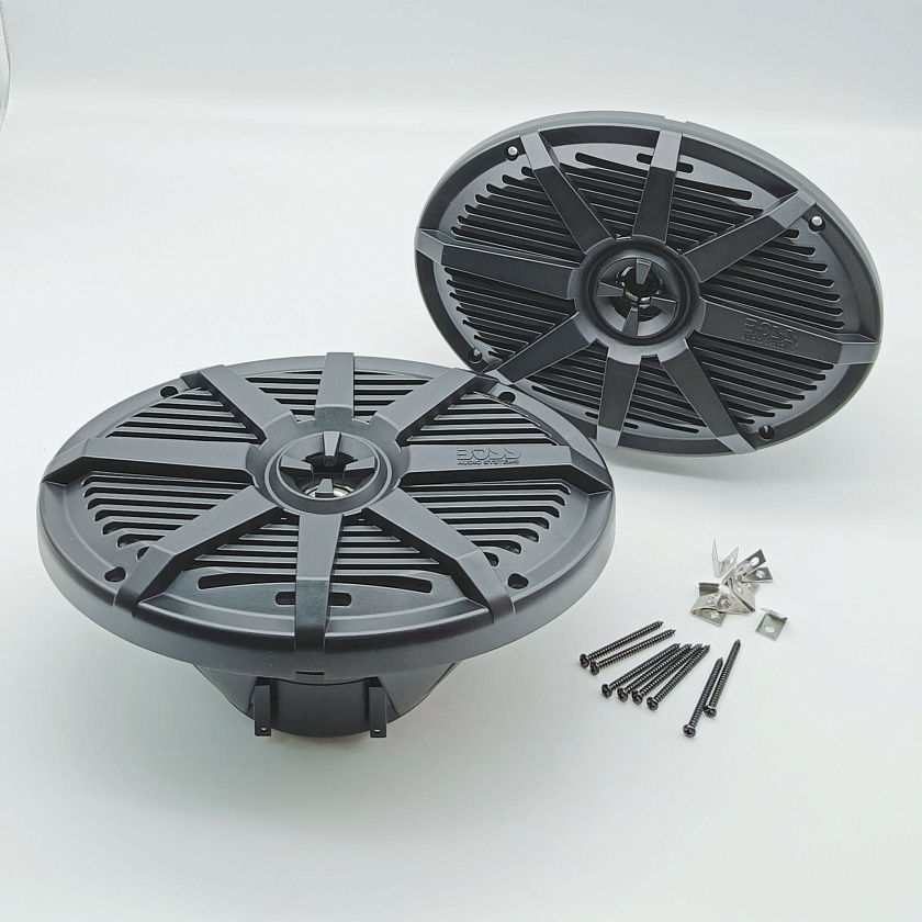 Морская акустика BOSS MR692B 350 Вт, овальные 6''x9'' комплект динамиков 2 шт, колонки для лодки, катера, яхты, мототехники, улицы водонепроницаемые 2-полосные всепогодные цв. черный