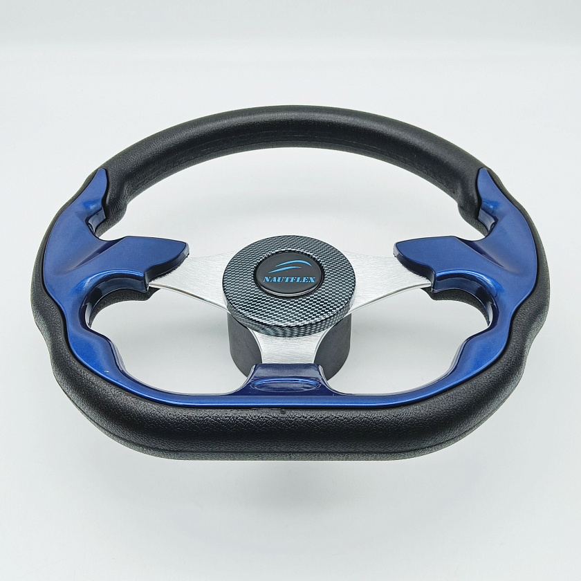 Руль Nautflex Premium (320 мм) для лодки / катера, рулевое колесо (штурвал) для дистанционного управления лодочным мотором, синий