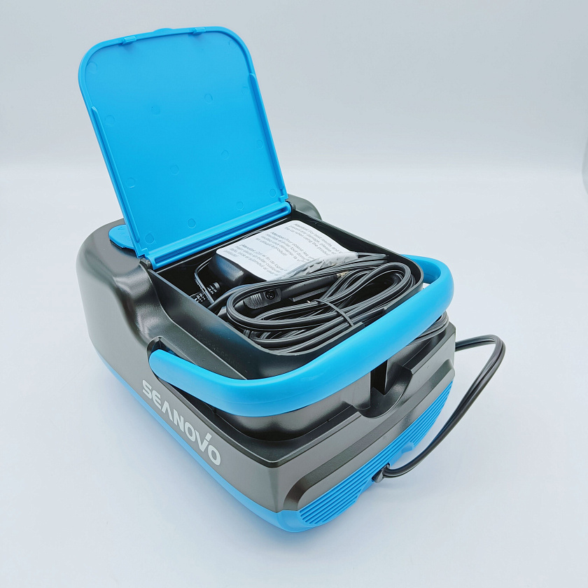 Аккумуляторный электрический насос Seanovo HT-999, 6000 mAh, 350 л/мин, 2 режима лодочный воздушный компрессор для накачки надувной лодки ПВХ в т.ч НДНД РИБ резиновой SUP-доски байдарки бассейна