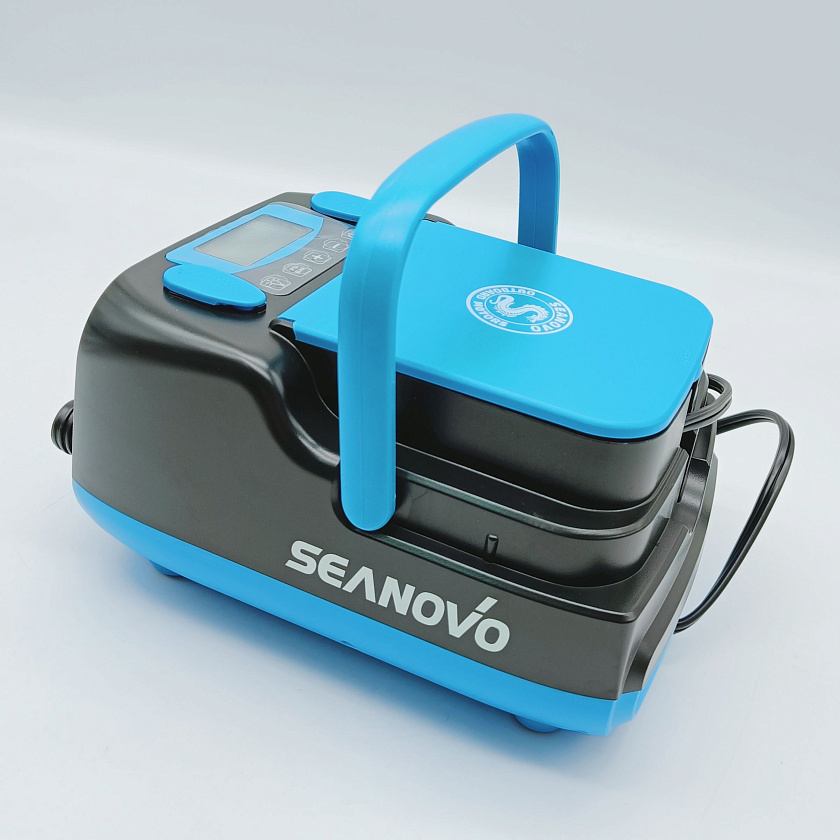 Аккумуляторный электрический насос Seanovo HT-999, 6000 mAh, 350 л/мин, 2 режима лодочный воздушный компрессор для накачки надувной лодки ПВХ в т.ч НДНД РИБ резиновой SUP-доски байдарки бассейна