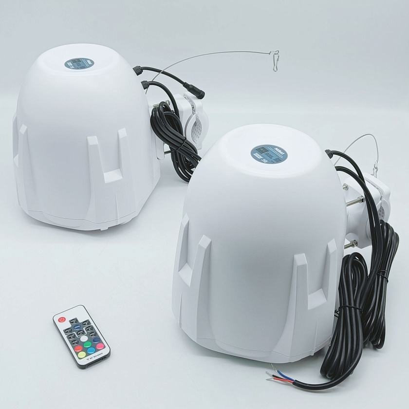 Подвесная морская акустика ACV MR61WL 200 Вт, 6,5'', RGB подсветка комплект корпусных динамиков 2 шт., влагостойкие колонки для лодки катера яхты водонепроницаемые 2-полосные, цв. белый
