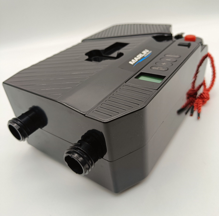 Аккумуляторный электрический насос 12 Вольт Marlin SE-120, двухступенчатый воздушный лодочный компрессор 12v для накачки резиновой лодки ПВХ в т.ч НДНД, РИБ, SUP-доски, байдарки, бассейна