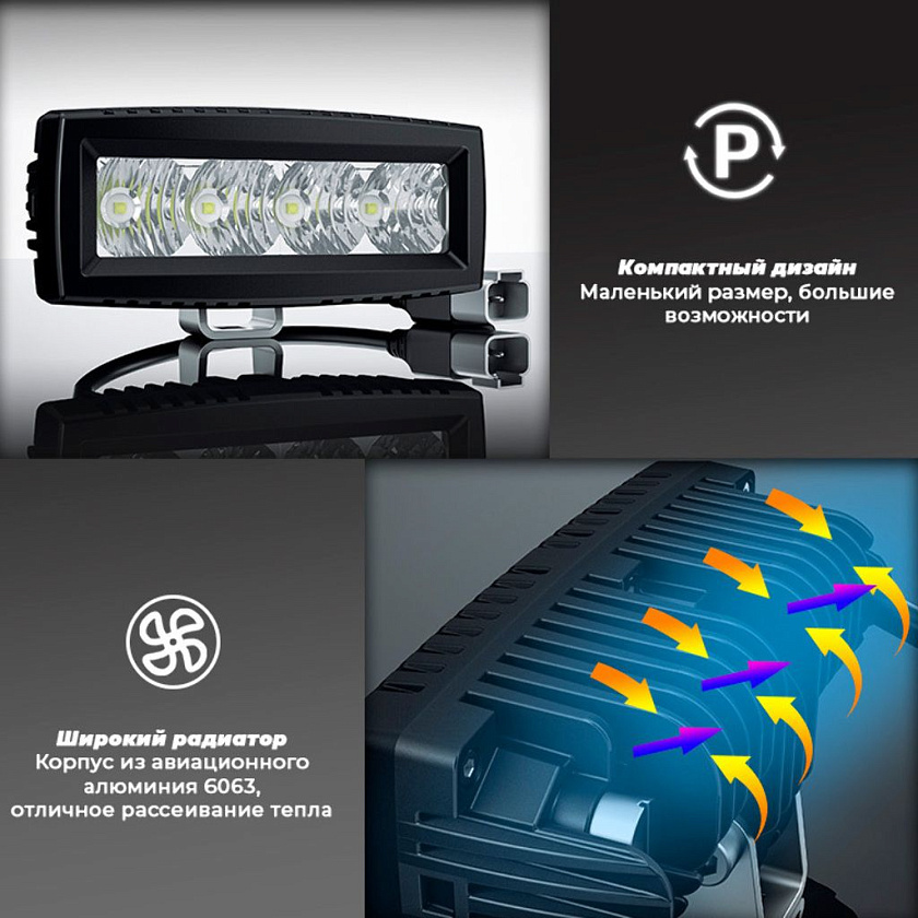 Светодиодная фара ДАЛЬНЕГО света Аврора ALO-L-4-P7T, 40 ватт, угол 10 градусов, LED фара 9 36 В Aurora на квадроцикл, крышу автомобиля и др. технику