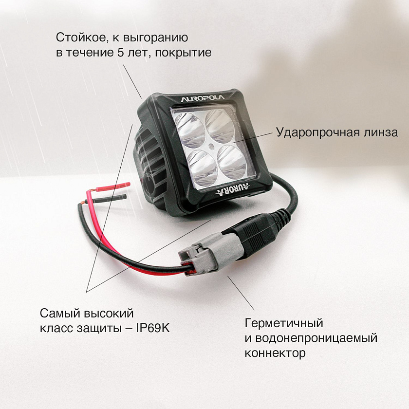 Фара светодиодная Аврора ALO-D3-2-P4T 40 ватт дальний свет 10, LED фара Aurora на квадроцикл, крышу автомобиля и др. технику