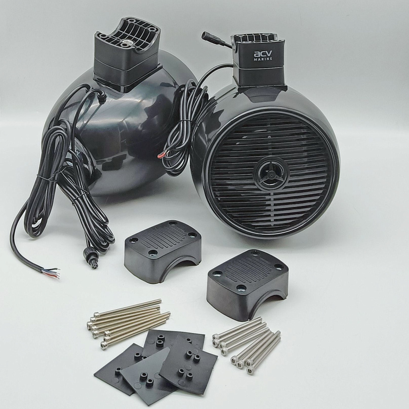 Подвесная морская акустика ACV MR62BL 300 Вт 6,5'', RGB подсветка, комплект корпусных динамиков 2 шт, влагостойкие колонки для лодки, катера, яхты водонепроницаемые 2-полосные, черные. Товар уцененный