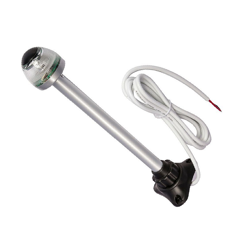 Светодиодный стояночный огонь Skipper 12 В LED клотиковый на стойке высота 305 мм для лодки, катера, судна (круговой, топовый, якорный)