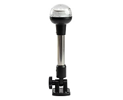 Светодиодный топовый огонь ААА (Тайвань) 12 В LED, клотиковый на стойке высота 241 мм, для лодки, катера, судна круговой, стояночный, якорный регулируемый угол наклона   