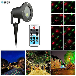 Проектор уличный лазерный новогодний для подсветки домов и деревьев Garden Xmas RG   