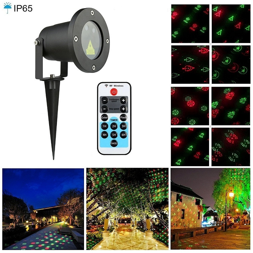 Проектор уличный лазерный новогодний для подсветки домов и деревьев Garden Xmas RG