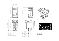 Кнопка AES (ON)-OFF-(ON) 12 В / 20А 4 pin с подсветкой для приборной панели бортовой сети лодки, катера, вездехода, клавиша переключатель для консоли 3-х позиционная без фиксации   