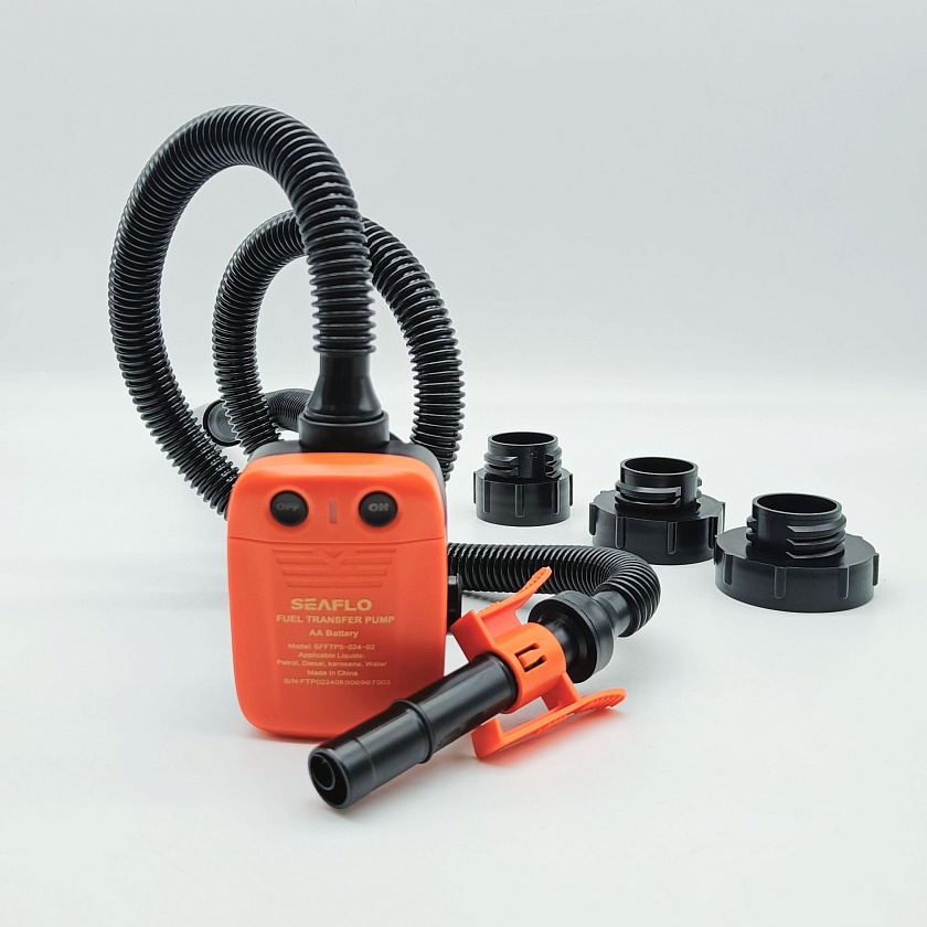 Электрический насос SeaFlo на батарейках, в канистру для перекачки топлива (мини насос помпа с автоотключением для бензина дизельного топлива / солярки / дизтоплива, гсм, воды, керосина)