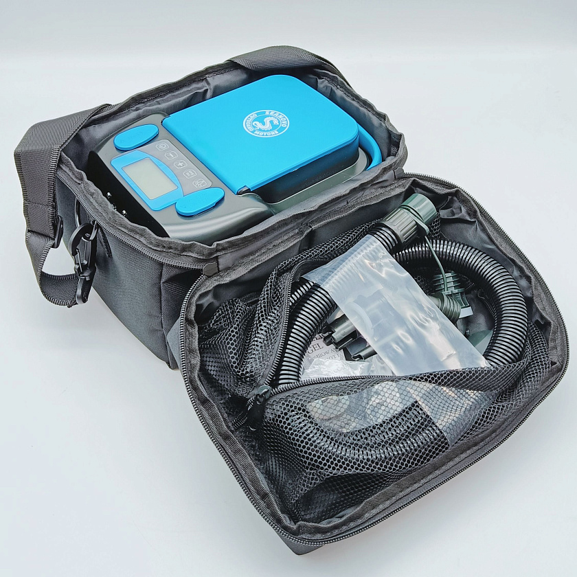 Аккумуляторный электрический насос Seanovo HT-999, 6000 mAh, 350 л/мин, 2 режима лодочный воздушный компрессор для накачки надувной лодки ПВХ в т.ч НДНД РИБ резиновой SUP-доски байдарки бассейна