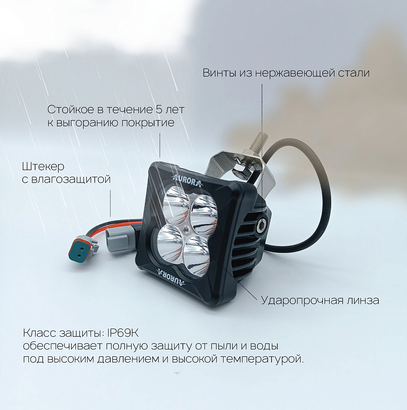 Фара светодиодная Аврора ALO-D3-2-P4D1 20 ватт дальний свет 10, LED 9 36 В фара Aurora на квадроцикл, крышу автомобиля и др. технику