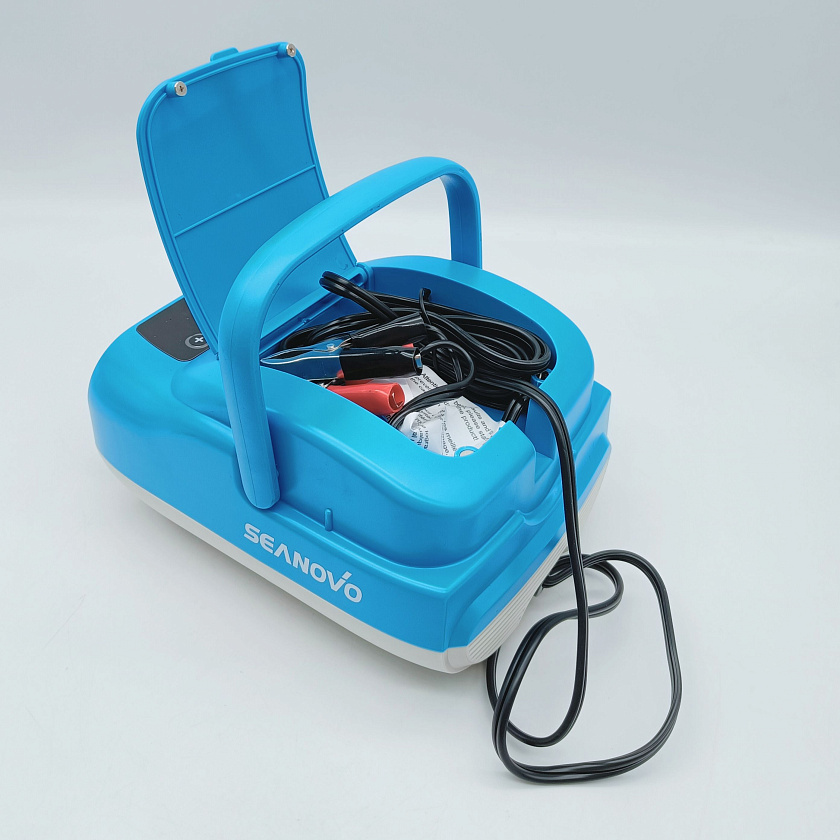 Аккумуляторный электрический насос Seanovo HT-900A, 4000 mAh, 350 л/мин, 2 режима лодочный воздушный компрессор для накачки надувной лодки ПВХ в т.ч НДНД РИБ резиновой, SUP-доски байдарки бассейна