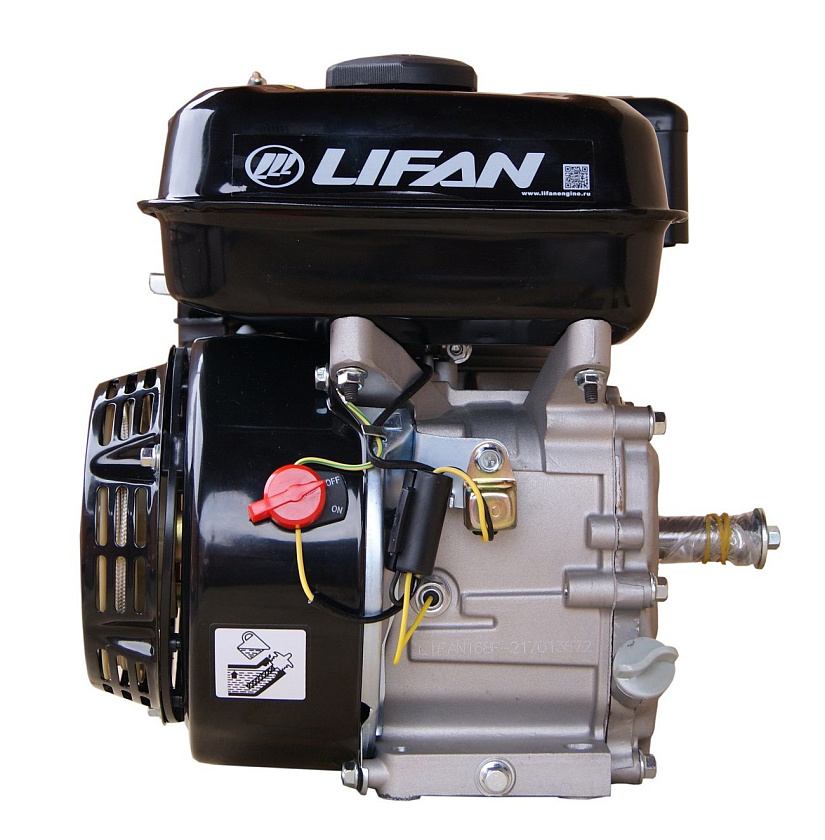 Бензиновый двигатель Lifan 168F-2 (6.5 л.с., горизонтальный вал 20 мм, ручной стартер)