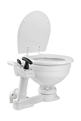Унитаз судовой SeaFlo (Compact) керамический с ручной прокачкой, компактный морской яхтенный туалет прокачной, гальюн используется в лодках, катерах, яхтах, автодомах. Товар уцененный   