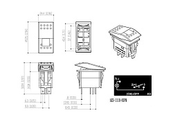 Кнопка AES (ON)-OFF 12 В / 20А, 3 pin, с подсветкой для приборной панели бортовой сети лодки, катера, вездехода, клавиша переключатель для консоли 2-х позиционная без фиксации   