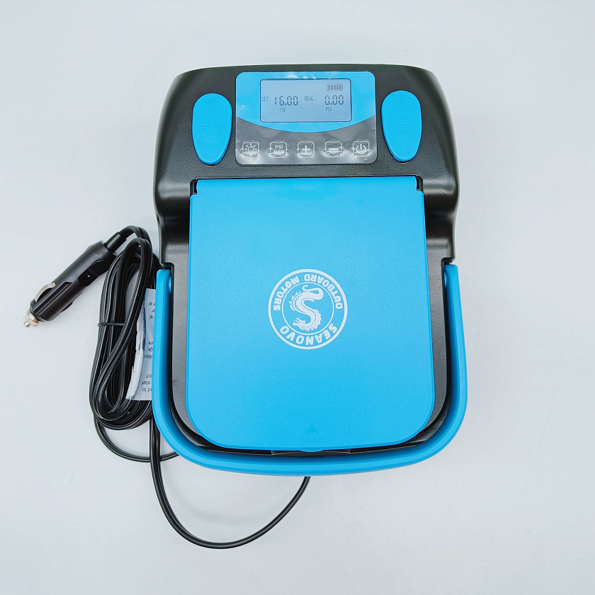 Аккумуляторный электрический насос Seanovo HT-999, 6000 mAh, 350 л/мин, 2 режима лодочный воздушный компрессор для накачки надувной лодки ПВХ в т.ч НДНД РИБ резиновой SUP-доски байдарки бассейна