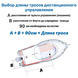 Трос управления газ реверс тип C2, длина 15 FT (4,57 м) Nautflex для лодки с подвесным лодочным мотором   