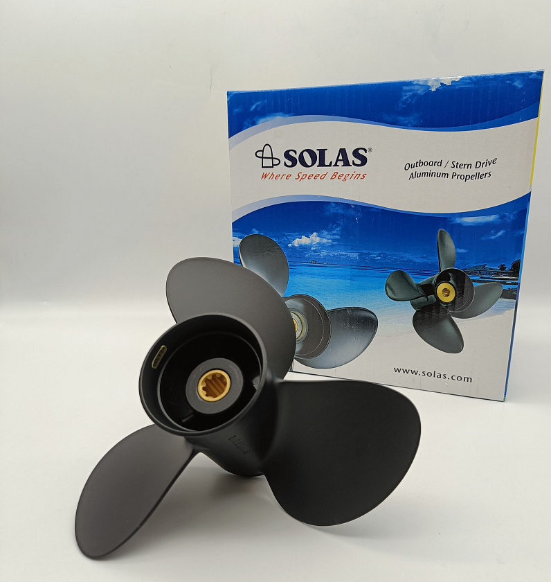 Для лодочного мотора Yamaha (Ямаха) 9.9 - 20 л.с. гребной винт SOLAS (Тайвань) шаг 10, диаметр 9-1/4, шлицов на валу 8, лопасти 3, алюминиевый серия AMITA 3
