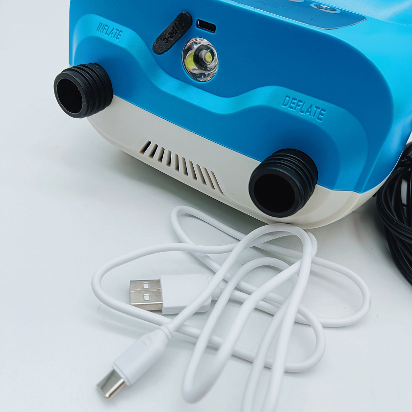 Аккумуляторный электрический насос Seanovo HT-900A, 4000 mAh, 350 л/мин, 2 режима лодочный воздушный компрессор для накачки надувной лодки ПВХ в т.ч НДНД РИБ резиновой, SUP-доски байдарки бассейна
